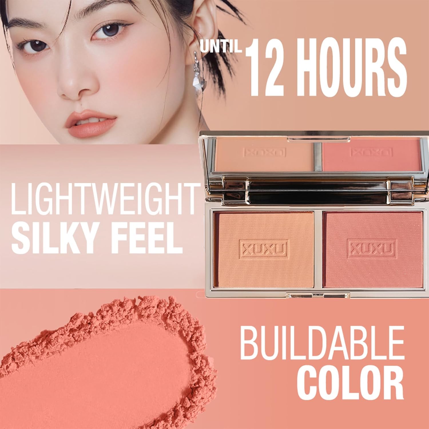 Blush For Cheeks Soft Blusher Makeup Powder Blush Palette With Mirror And Brush,Matte And Shimmer Face Blush Make Up Powder Skin Tint Natural-Looking Blush Weightless Long-Wearing (02)-4