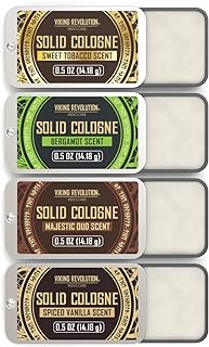 Viking Revolution - Cologne For Men - Mens Cologne - Solid Cologne Men with Spiced Vanilla, Sweet Tobacco, Majestic Oud, Bergamot - Gifts for Men - 4 Pack - 4 x 14 g