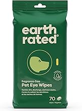 Earth Rated Pet Eye Wipes, Hypoallergenic Eye Wipes for Dogs & Cats to Remove and Reduce Tear Stains & Eye Discharge, Fragrance Free, 70 Count