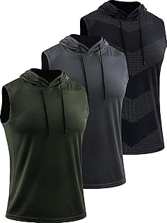 Cadmus Men's Workout Sleeveless Hoodies Athletic Training 3 Pack Gym Tank Tops Sports Fitness T Shirts