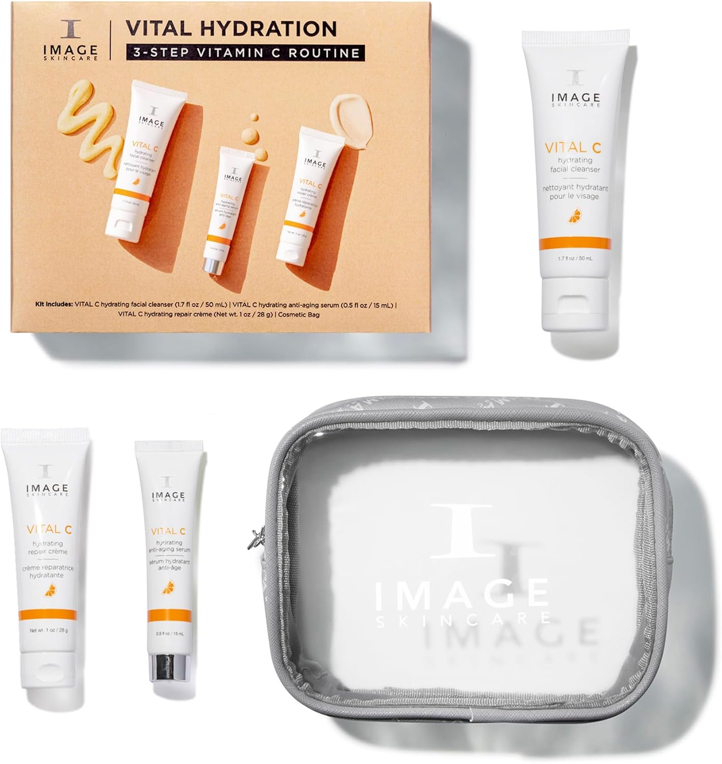 IMAGE Skincare, VITAL C Skin Care Gift Set, Vitamin C Cleanser, Anti-Ageing Serum and Repair Moisturiser Cream, for Anti-Aging, Dry, Dull Skin, 3 Step Travel Size Regimen Trio-0