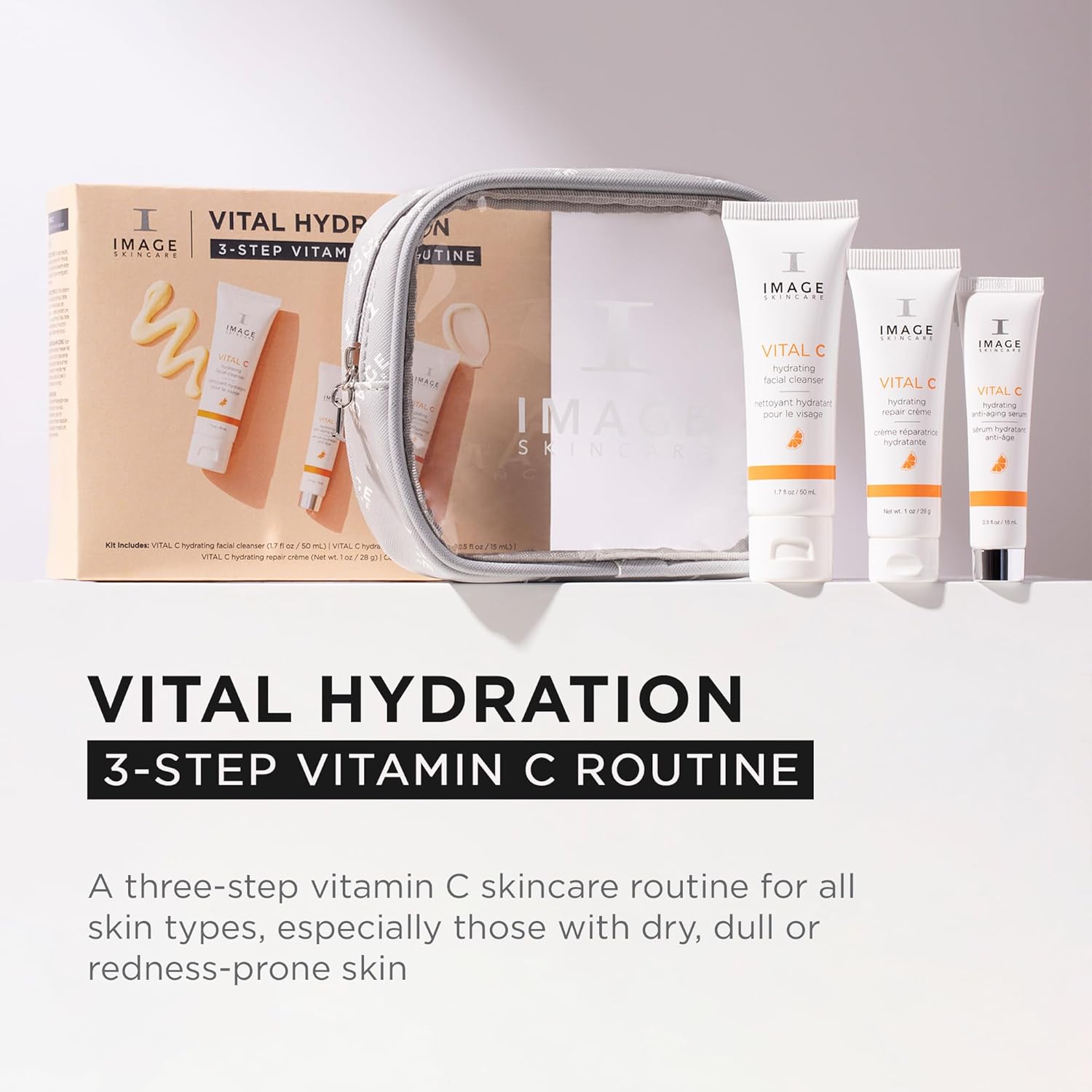 IMAGE Skincare, VITAL C Skin Care Gift Set, Vitamin C Cleanser, Anti-Ageing Serum and Repair Moisturiser Cream, for Anti-Aging, Dry, Dull Skin, 3 Step Travel Size Regimen Trio-1