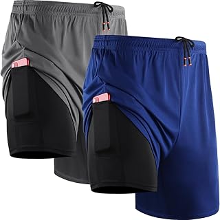 Cadmus Men's 2 in 1 Running Shorts with Liner,Dry Fit Workout Shorts with Pockets