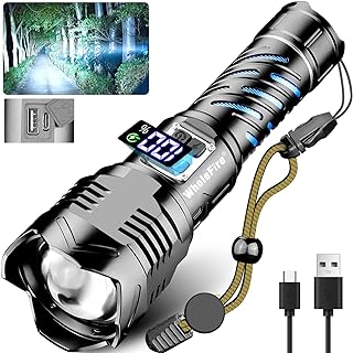 WholeFire LED Rechargeable Torch, Extremely Bright 150000 Lumens, IP65 Waterproof Torch, Battery Operated, USB for Outdoor Emergencies, Camping