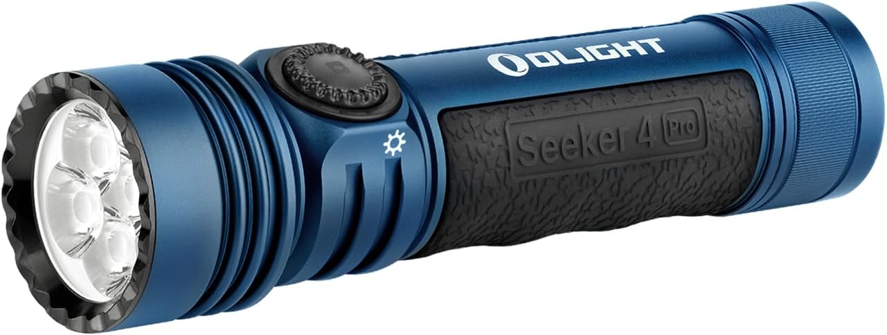 OLIGHT Seeker 4 Pro Rechargeable Torch USB-C Holster or Magnetic Charging, Powerful 4600 High Lumens Bright Flashlight for Emergencies, Camping, Searching (Cool White (5700K~7000K), Midnight Blue)-0