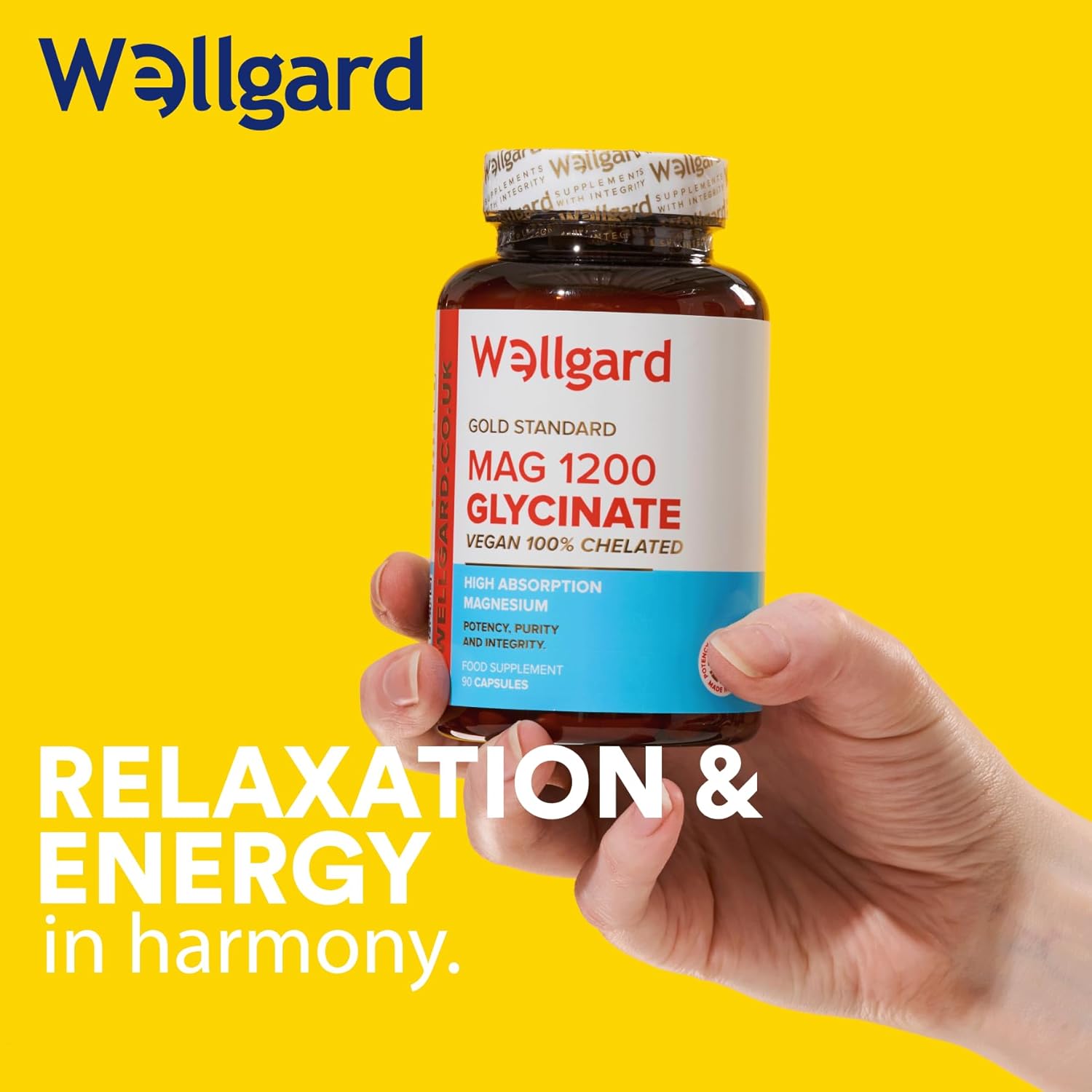 Wellgard Magnesium Glycinate, Mag 1200, High Strength Magnesium Bisglycinate, Made in UK-2