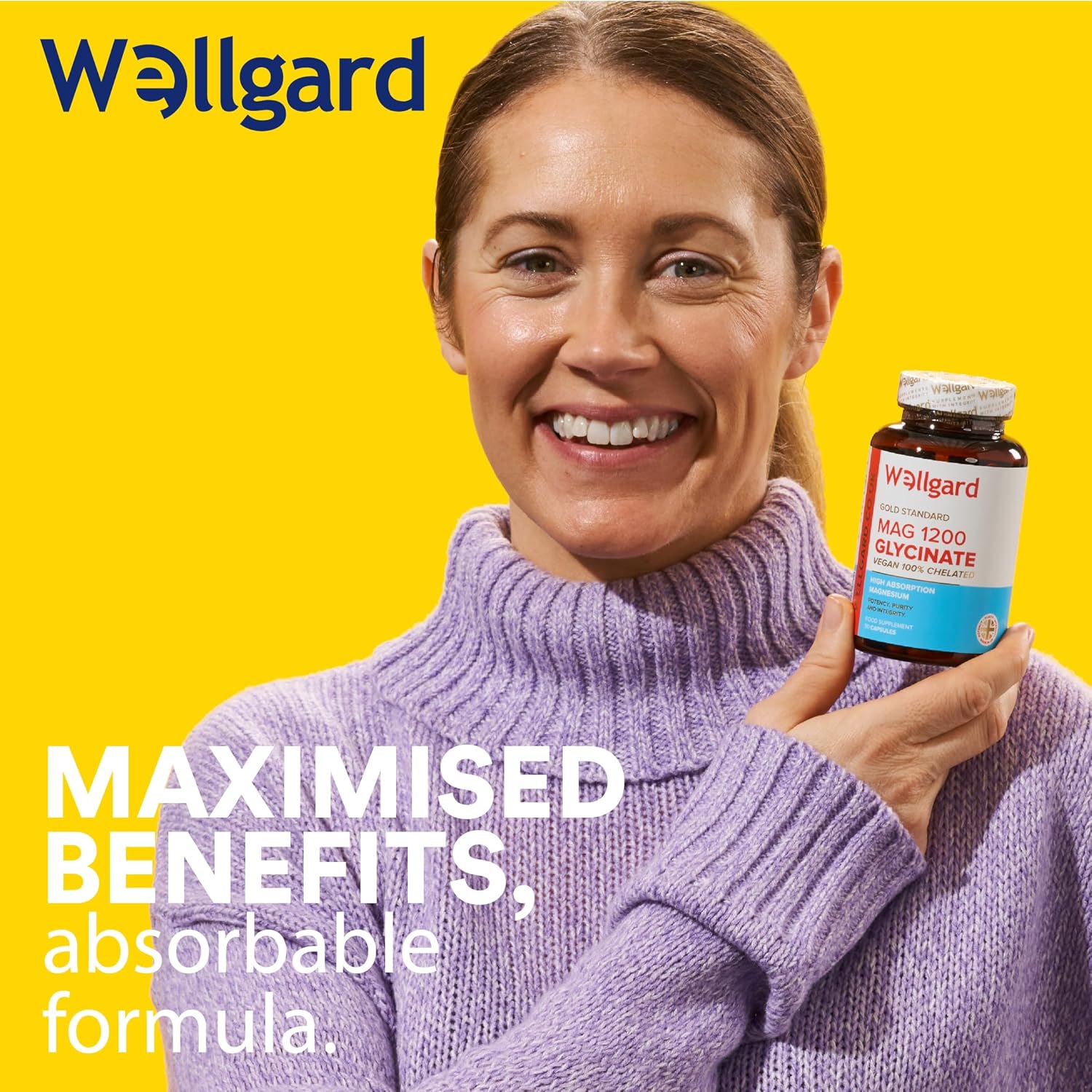 Wellgard Magnesium Glycinate, Mag 1200, High Strength Magnesium Bisglycinate, Made in UK-3