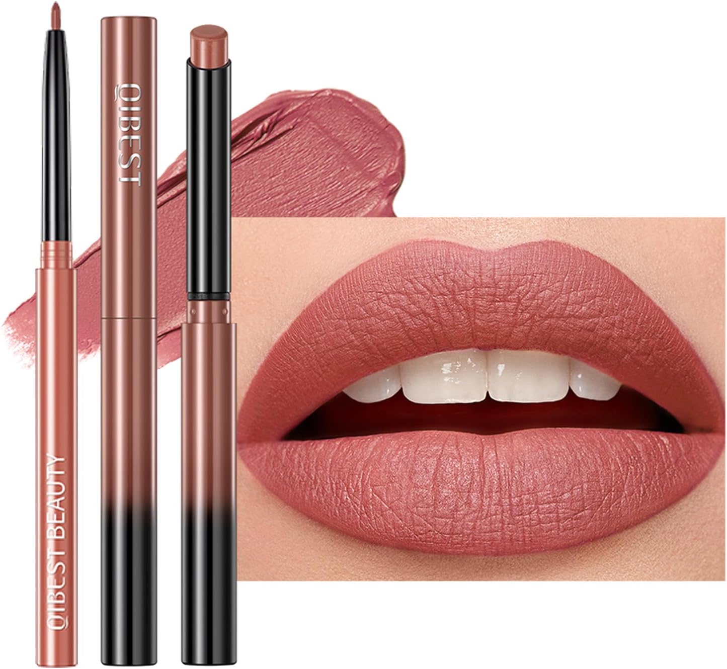 Matte Lipstick for Women,Nude Lipstick Lipliner Pencil Lip Filler Long Lasting Lip Gloss,Lip Liner and Lipstick Set,Lip Makeup Kits for Daily Makeup and Holiday-0