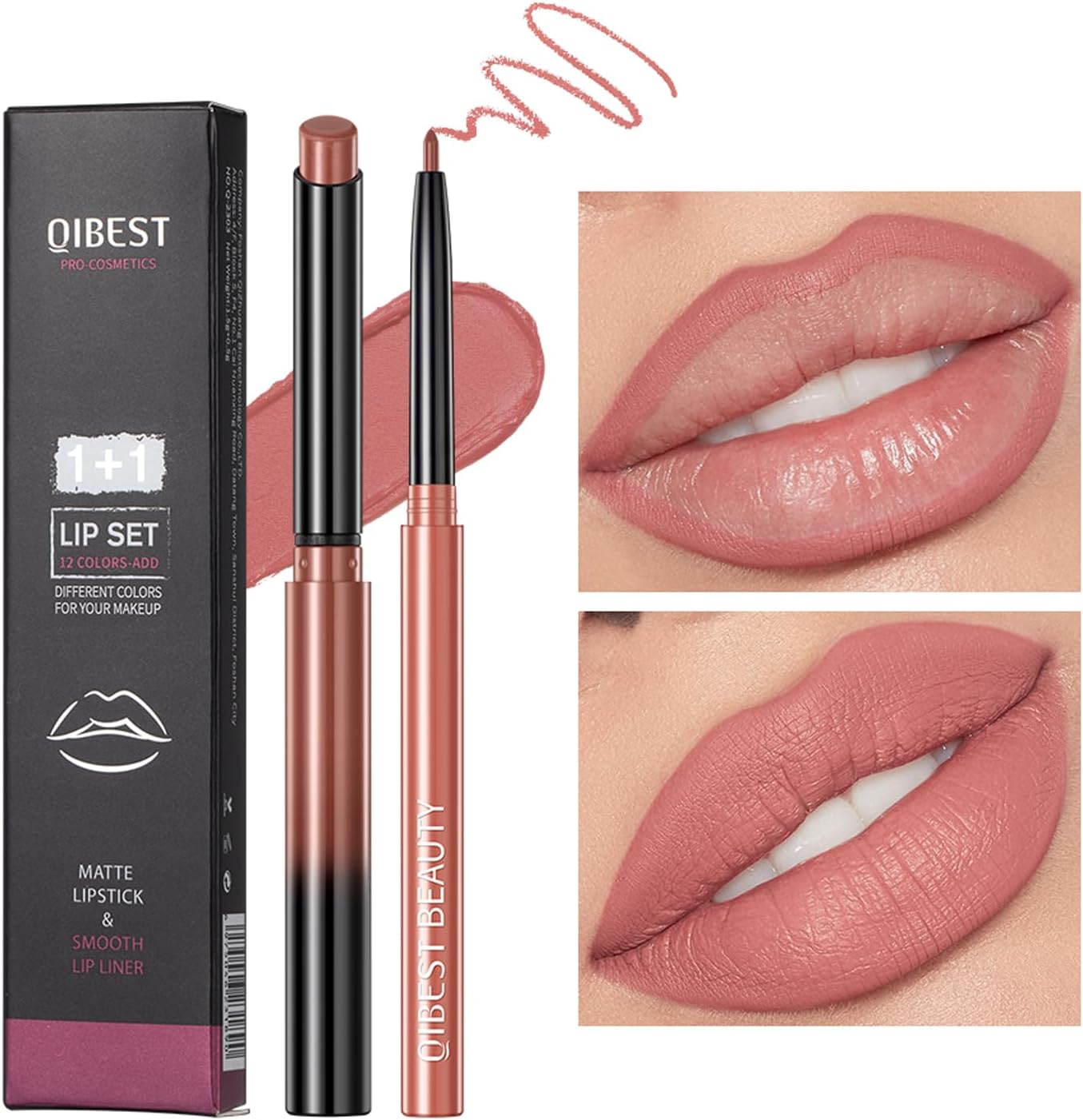 Matte Lipstick for Women,Nude Lipstick Lipliner Pencil Lip Filler Long Lasting Lip Gloss,Lip Liner and Lipstick Set,Lip Makeup Kits for Daily Makeup and Holiday-1