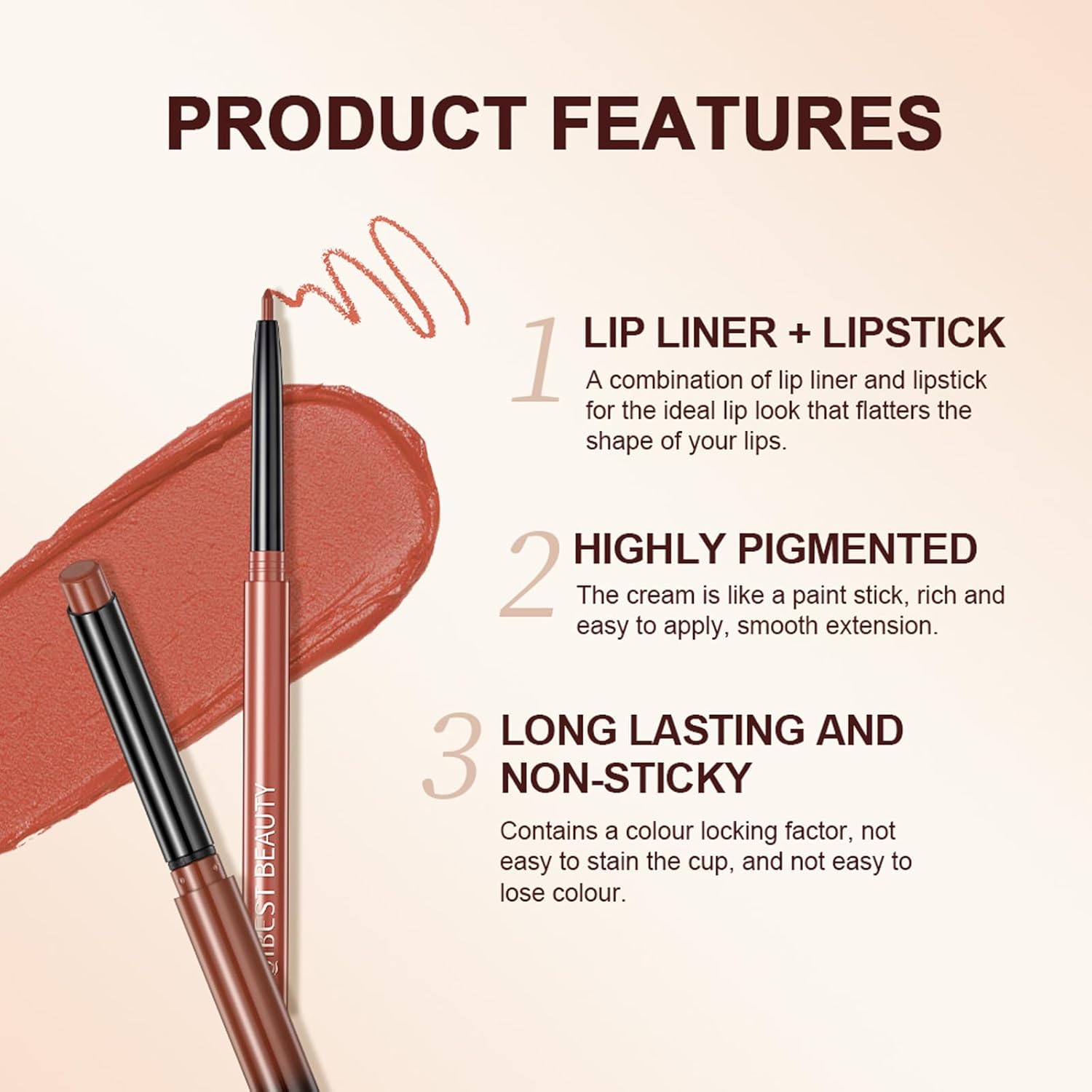 Matte Lipstick for Women,Nude Lipstick Lipliner Pencil Lip Filler Long Lasting Lip Gloss,Lip Liner and Lipstick Set,Lip Makeup Kits for Daily Makeup and Holiday-3