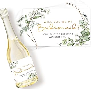 Joyfulmap Bridesmaid Mini Champagne Labels 10 Pack (8 Will You Be My Bridesmaid and 2 Maid of Honor Stickers) for Your Bridal Shower, Bachelorette Party or Bridesmaid Proposal