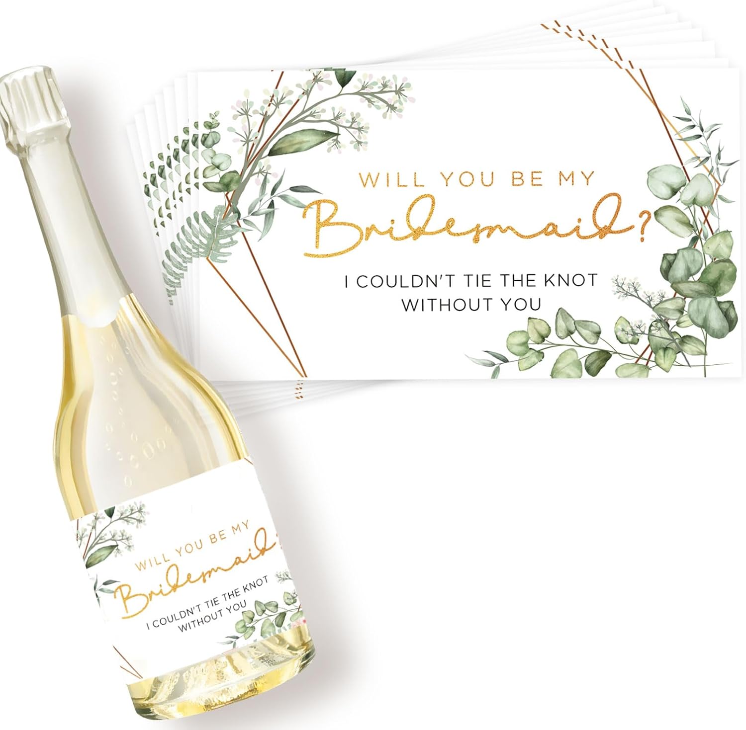 Joyfulmap Bridesmaid Mini Champagne Labels 10 Pack (8 Will You Be My Bridesmaid and 2 Maid of Honor Stickers) for Your Bridal Shower, Bachelorette Party or Bridesmaid Proposal-0