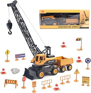 Coolplay Construction Vehicles Toys for Kids Boy, Crane Truck Crane Toy Model Sandbox Truck