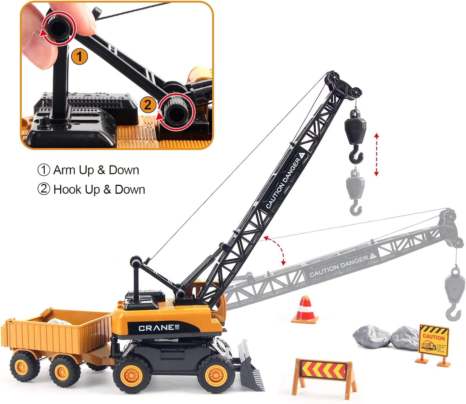 Coolplay Construction Vehicles Toys for Kids Boy, Crane Truck Crane Toy Model Sandbox Truck-3