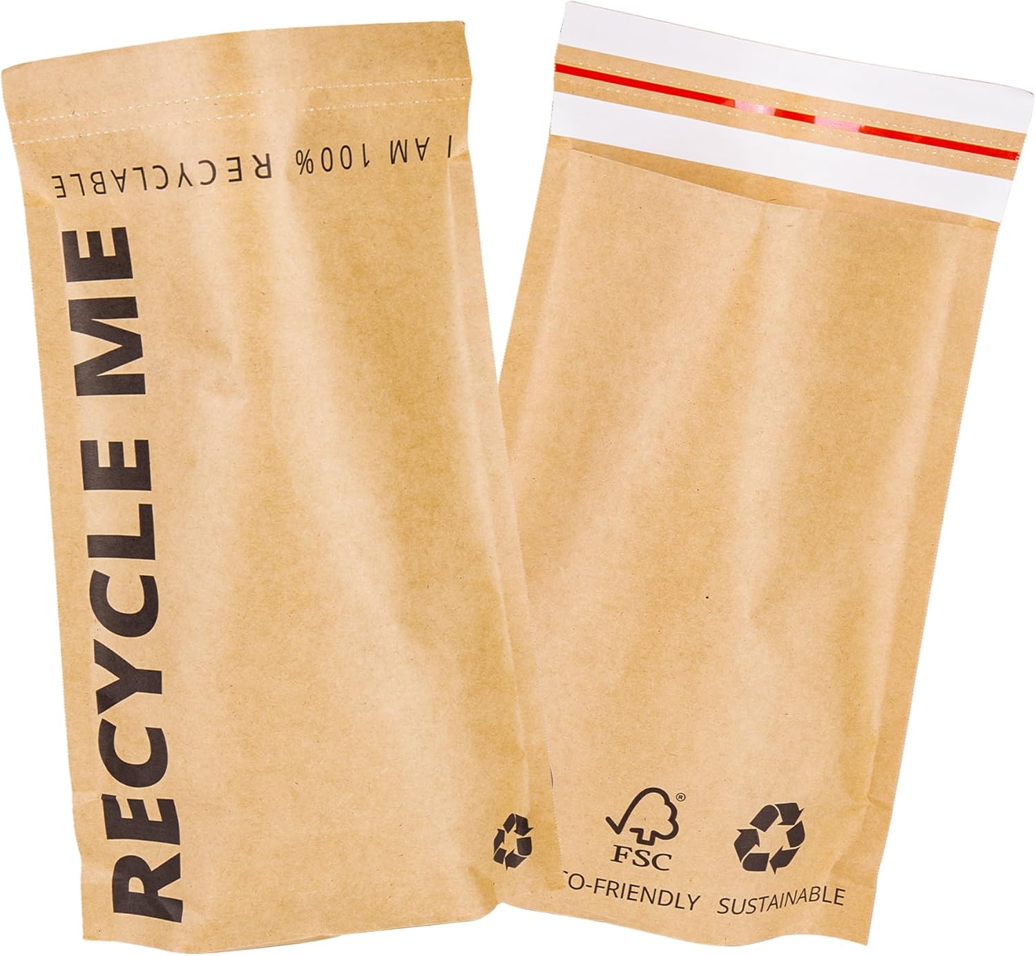 25x Paper Mail Bags Parcel 9"x12" Postage Recyclable Mailing Bags w/ 6cm Bottom Gusset Eco Environmentally Friendly Large Self Seal Bags White 24x30cm - Pack of 25-1