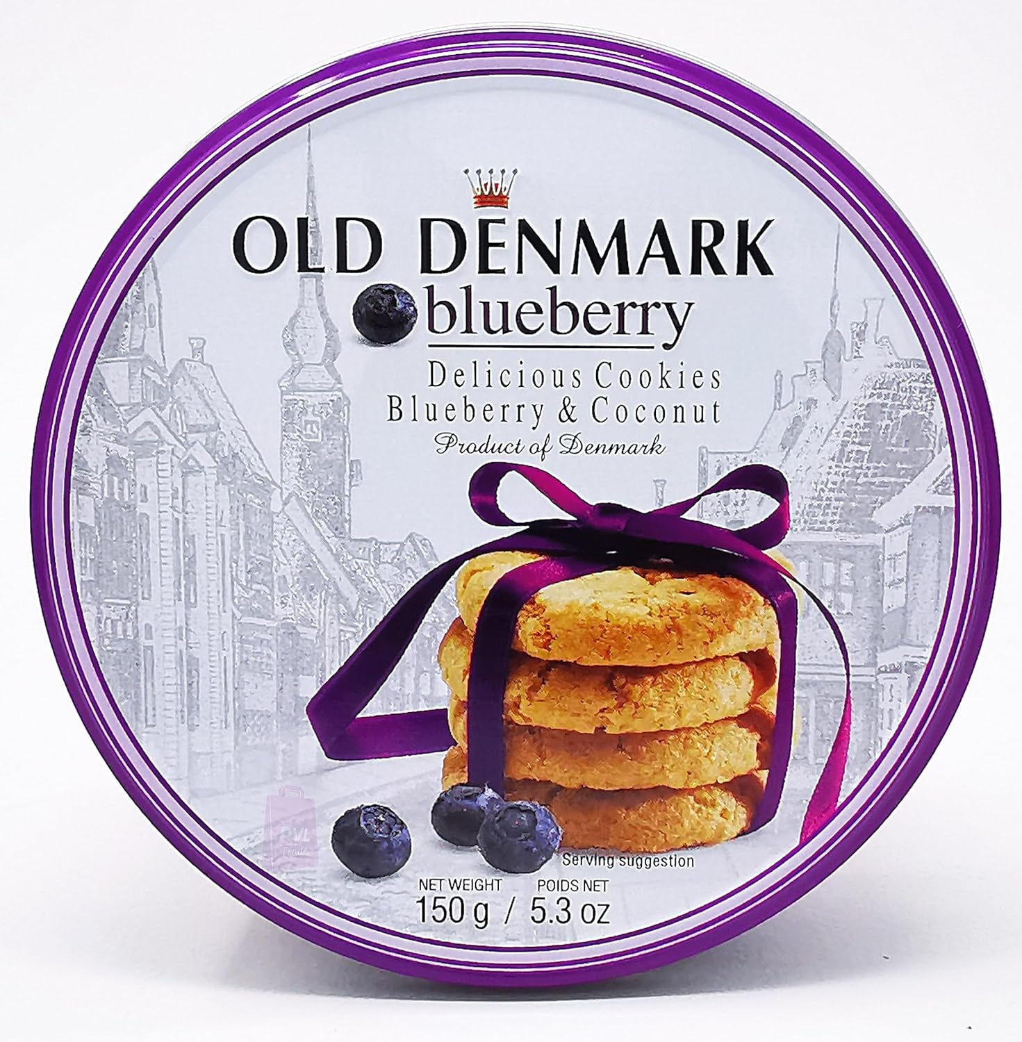 Old Denmark Blueberry & Coconut Cookies 150g - Traditional Biscuit Tin Gift for Women, Men & Kids-0