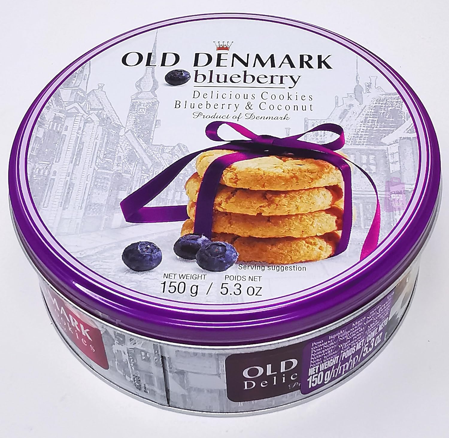 Old Denmark Blueberry & Coconut Cookies 150g - Traditional Biscuit Tin Gift for Women, Men & Kids-4