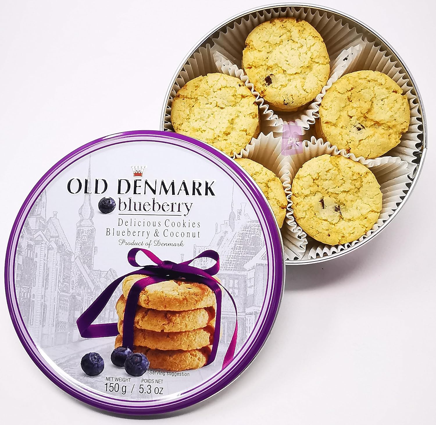 Old Denmark Blueberry & Coconut Cookies 150g - Traditional Biscuit Tin Gift for Women, Men & Kids-5