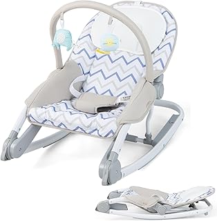 Maxmass 2-in-1 Baby Rocker, Foldable Infant Bouncer Chair with 3-Position Adjustable Backrest, Removable Toy Bar and Safety Belt, Portable Newborn Stationary Seat for 0-6 Months (Gray)