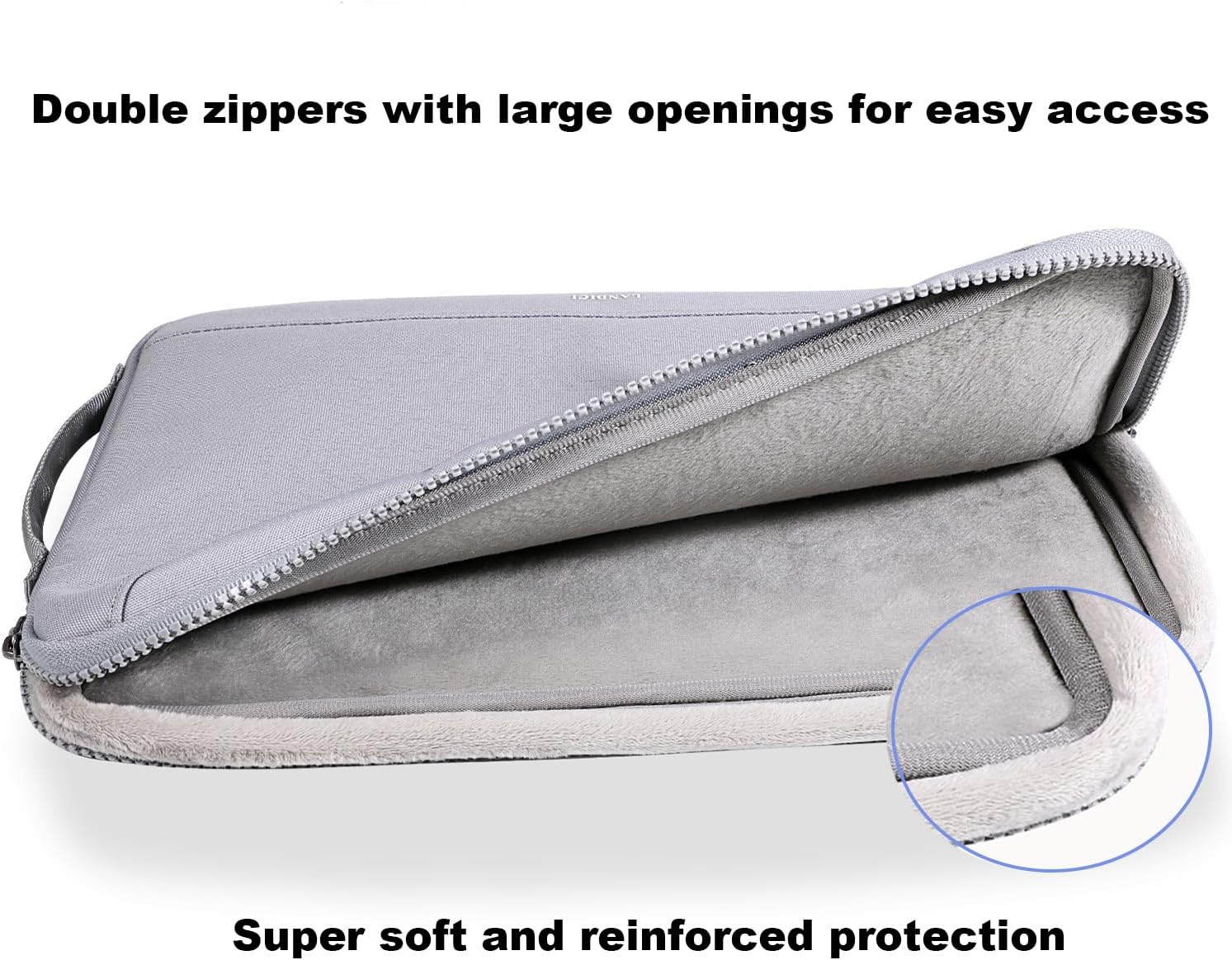 LANDICI 360°Protective Laptop Sleeve Carry Case 15.6 16 Inch with Handle, Waterproof Slim Computer Cover Bag for MacBook Pro 16, Asus vivobook 15, HP Lenovo Acer Dell, Gray-1