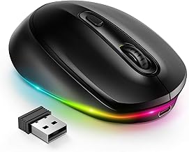 Seenda Wireless Mouse -Rechargeable Light Up Mouse for Laptop, Small Cordless Mice with Quiet Click & LED Lights for Kids' Chromebook, Windows, Mac PC Computer -Black