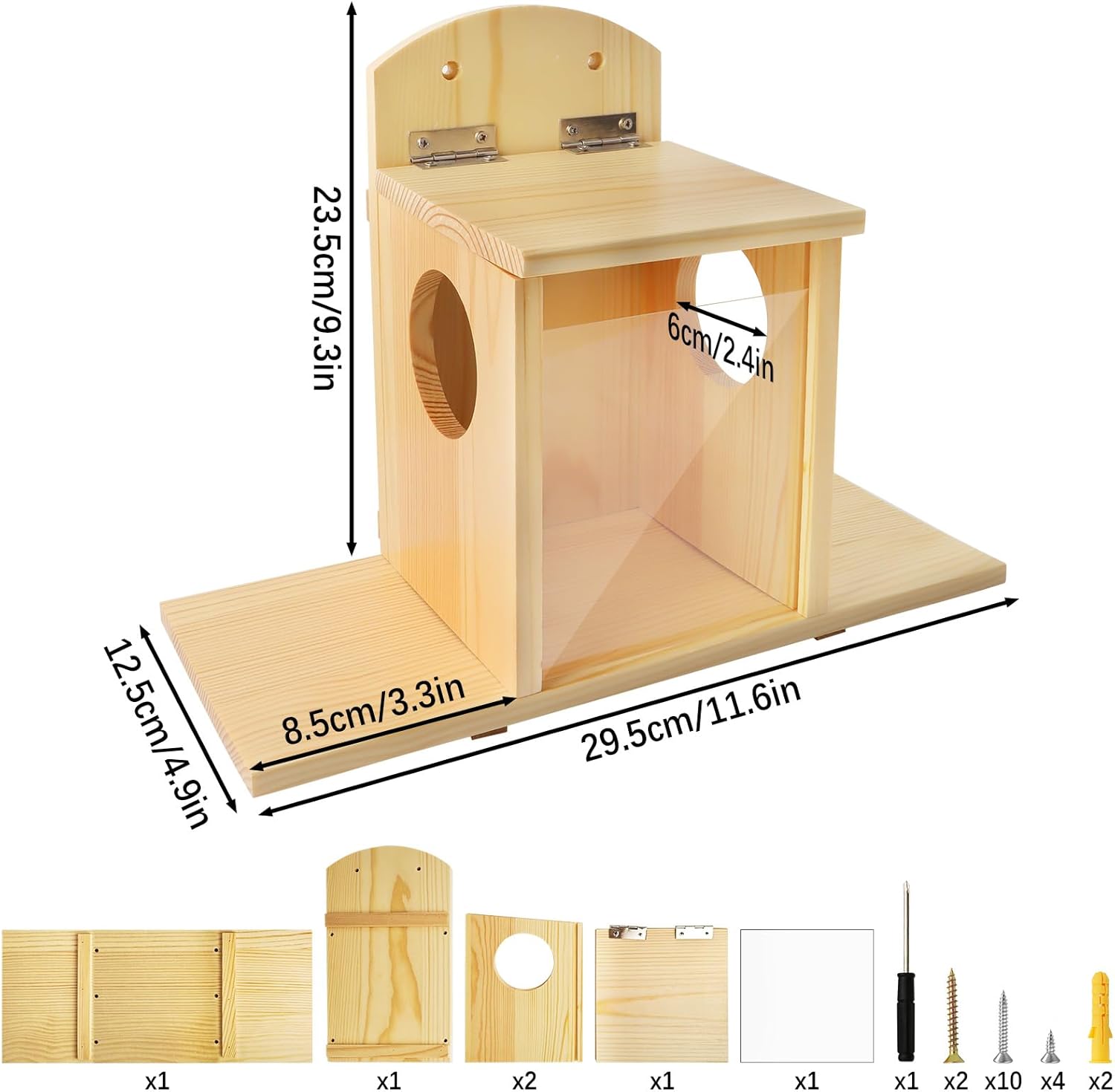 Suewidfay Squirrel Feeder with Lift-Up Lid, Wooden Squirrel Feeders for Outdoor Winter Garden Outside Backyard, Waterproof Durable Squirrel Feeder Just for Squirrels-3