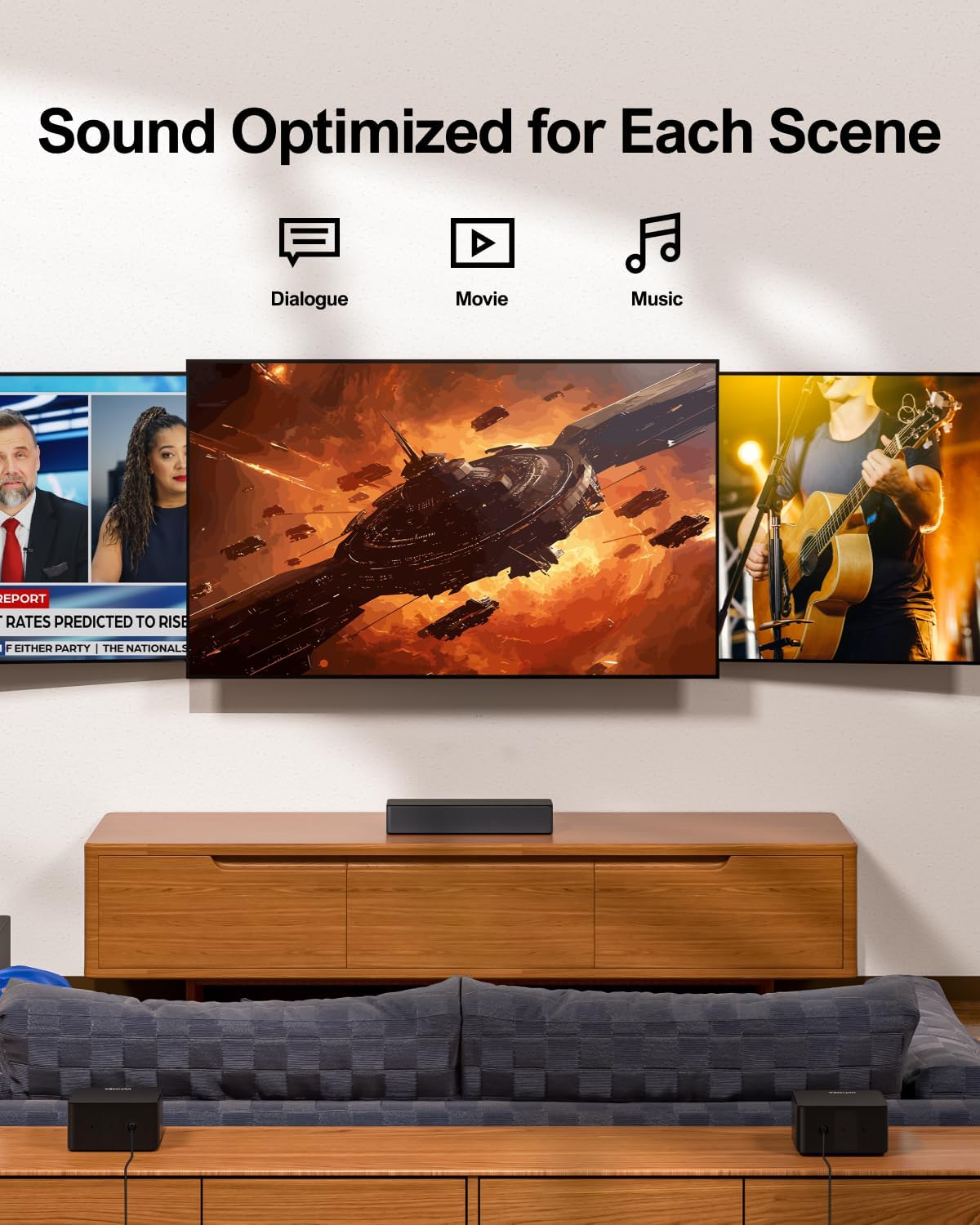 ULTIMEA 5.1 Soundbar Compatible with Dolby Atmos, 3D Surround Sound System Sound Bar for TV, TV Sound Bar with Wireless Subwoofer, Surround and Bass Adjustable Home Audio TV Speakers, Poseidon D60-7