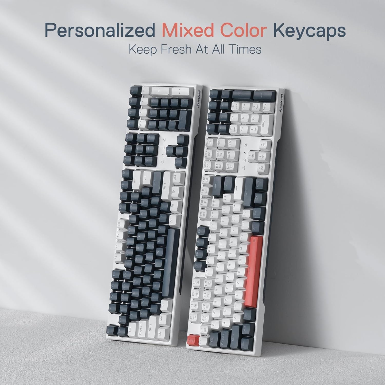 Redragon K668 RGB Gaming Keyboard, 104 keys + Extra 4 Hotkeys Wired Mechanical Keyboard w/Sound Absorbing Foams, Upgraded Hot-swappable Socket, Mixed Color Keycaps, Red Switch-5