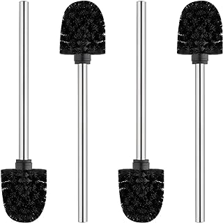 Ibergrif 4PCS Toilet Brushes Replacement, Stainless Steel Handle Toilet Brushes for Bathroom, with Strong Dense Bristles M34155