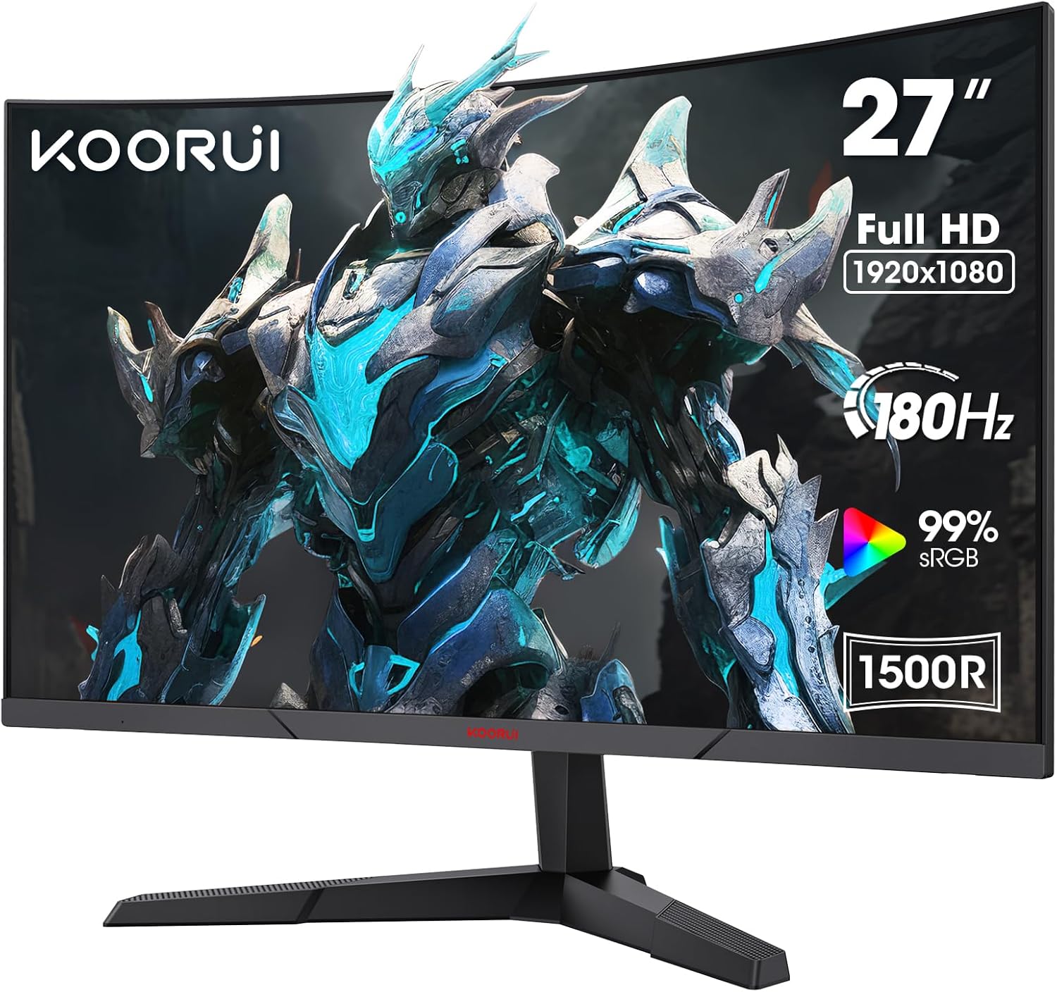 KOORUI 27 Inch Gaming Monitor, FHD 1080P Curved Monitor 180Hz VA 1ms 1500R PC Monitors with Adaptive Sync, HDMI X2 /DP, VESA Compatible, Tilt Adjustable, Eye Care-0