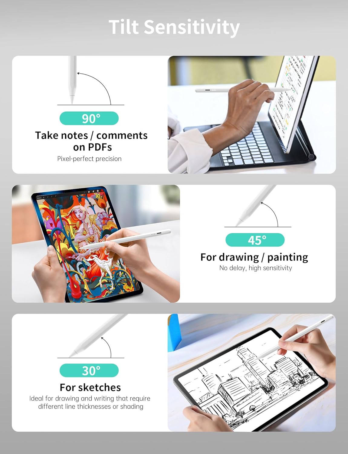 MEKO Stylus Pens for ipad 2018-2024, 13 Minutes Fast Charging iPad Pencil with Palm Rejection, Tilt Sensitivity, Compatible with iPad Air 3-5/11"/13", iPad Mini 5/6, iPad 6-10, iPad Pro 11"/12.9"/13"-5