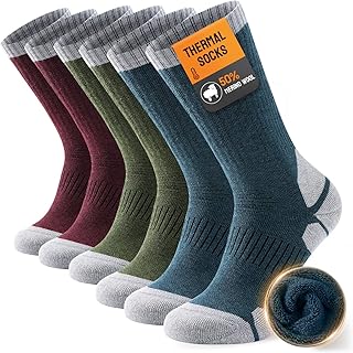 TANSTC Thermal Socks Merino Wool Socks for Men Women, Thick Warm Crew Sock for Work Walking Hiking Running Skiing and Outdoor Sports 3 Pairs