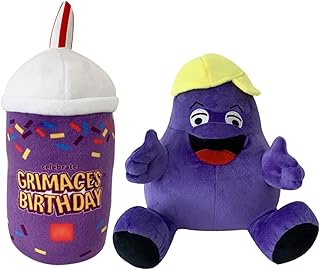 YUNRANZI Grimace Plush, 8" Grimace Shake Plushies Set, Soft Grimace Yellow Hat Stuffed Plushies Figure for Boys Girls Fans Gift (2 PCS)