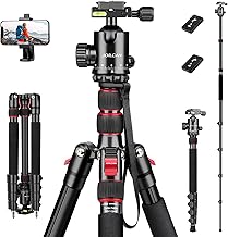 JOILCAN 74" Camera Tripod & Monopod, Aluminum Tripod with Metal Ball Head & Phone Holder, Travel Lightweight Tripod Stand for Canon/Nikon/Sony/DSLR Camera/Smartphone, Load Capacity 13.6kg/30lbs