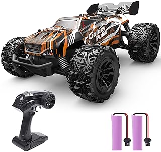 DEERC RC Car, Remote Control Monster Truck W/ 2 Batteries for 40 Min Play, All-Terrain 2.4GHz RTR Rock Crawler Toy Gift for Boys Girls Kids Beginners Orange