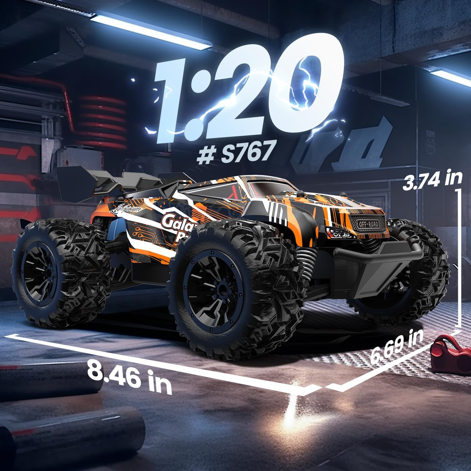 DEERC RC Car, Remote Control Monster Truck W/ 2 Batteries for 40 Min Play, All-Terrain 2.4GHz RTR Rock Crawler Toy Gift for Boys Girls Kids Beginners Orange-5