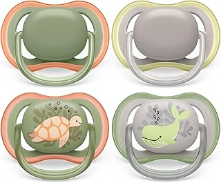 PHILIPS Avent Ultra Soother - 4 x Light, Breathable Baby Soothers for Babies Aged 6-18 Months, BPA Free with Steriliser Carry Case (Model SCF085/66)