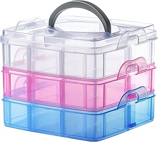 LUCKNIGHT Layered 3-layer storage box with adjustable storage space, which can store various small craft accessories, toys, jewelry, etc.