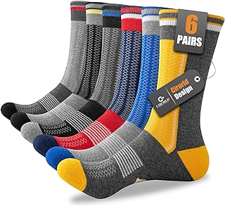 Cirorld Mens Socks 6 Pairs, Socks Mens Multipack for Work, Walking, Sports, Hiking, Running, Cycling, Breathable Cotton Socks, Cushioned Crew Socks, Anti-Blister, Anti-Odour, Moisture-Wicking