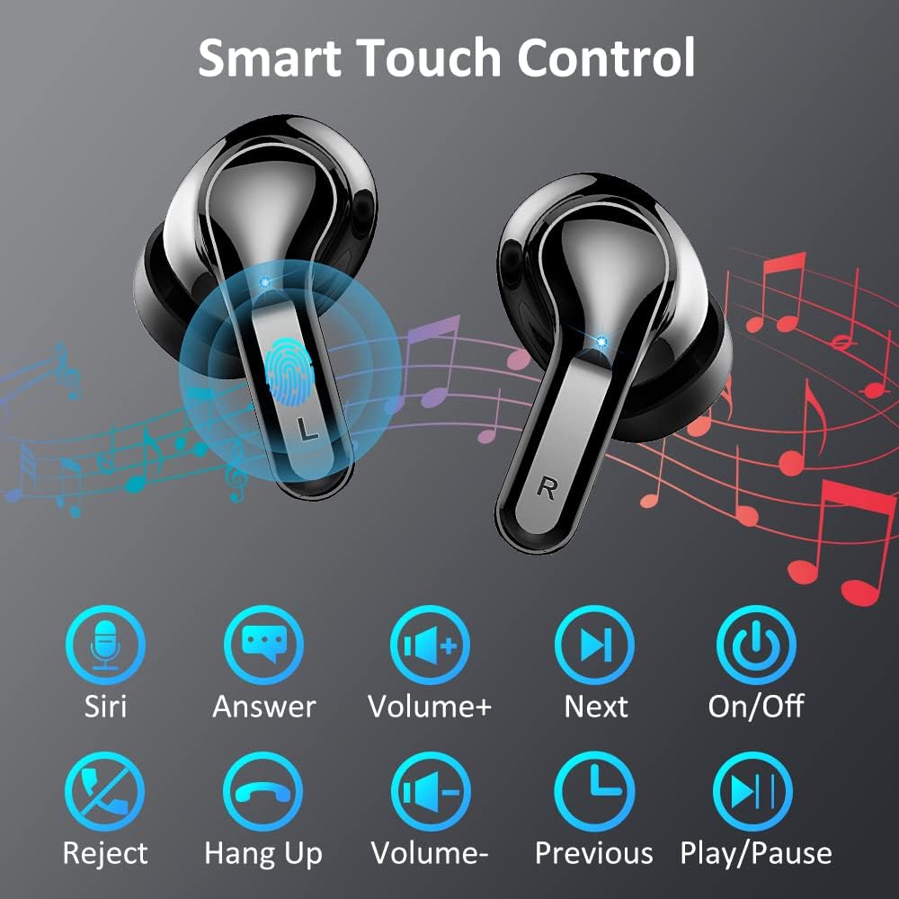 Wireless Earbuds, Wireless Headphones Bluetooth 5.3 Headphones with 4 ENC Mic, NEW 40H Bluetooth Earphones in Ear Deep Bass Noise Cancelling Bluetooth Earbuds Mini Ear Buds IP7 Waterproof LED Display-6