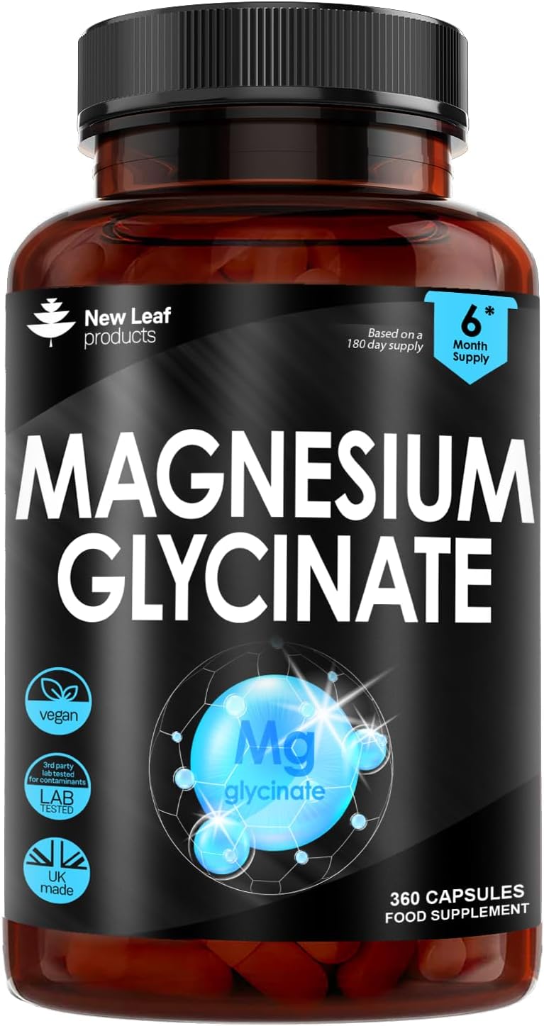 Magnesium Glycinate - 360 High Strength Capsules Pure Magnesium - 1040mg of Magnesium Providing 208mg Elemental Magnesium Per Serving -Magnesium Supplements – Bones, Muscle Health, Vegan, UK Made-0