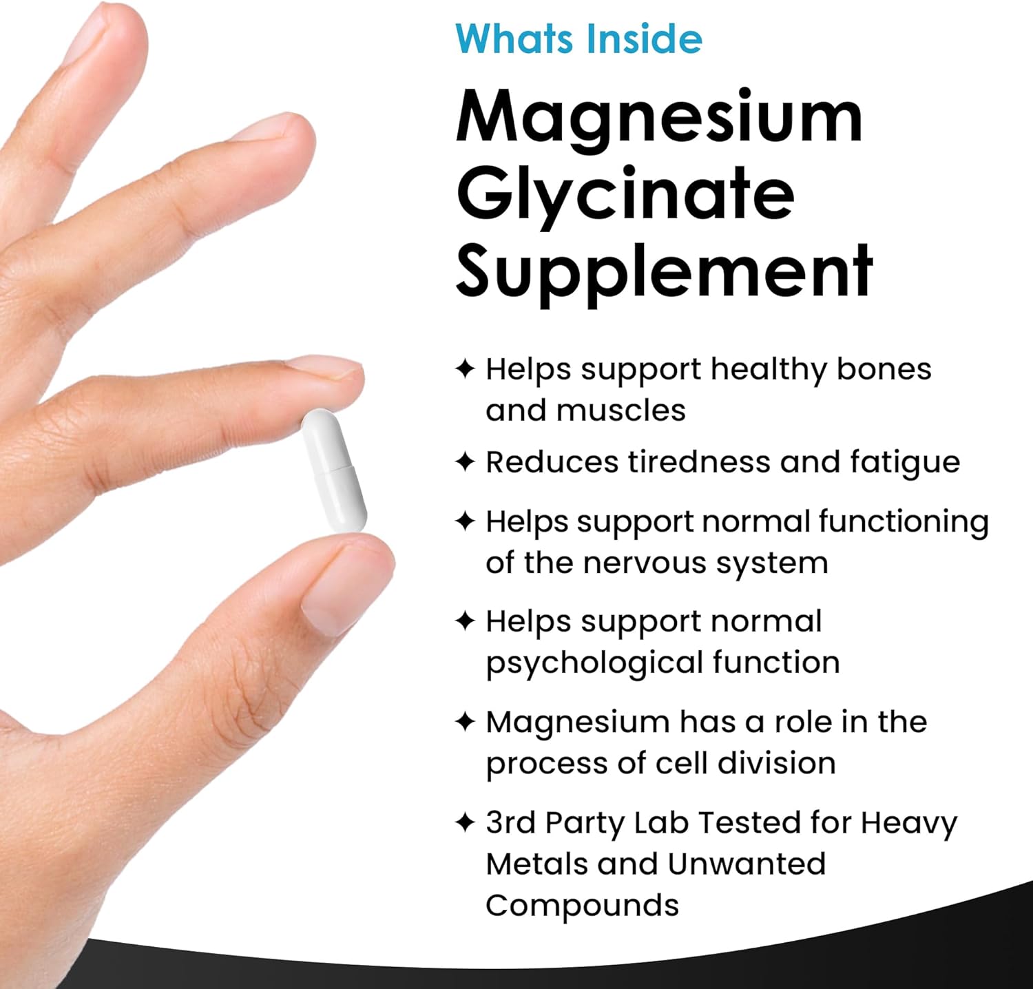 Magnesium Glycinate - 360 High Strength Capsules Pure Magnesium - 1040mg of Magnesium Providing 208mg Elemental Magnesium Per Serving -Magnesium Supplements – Bones, Muscle Health, Vegan, UK Made-1