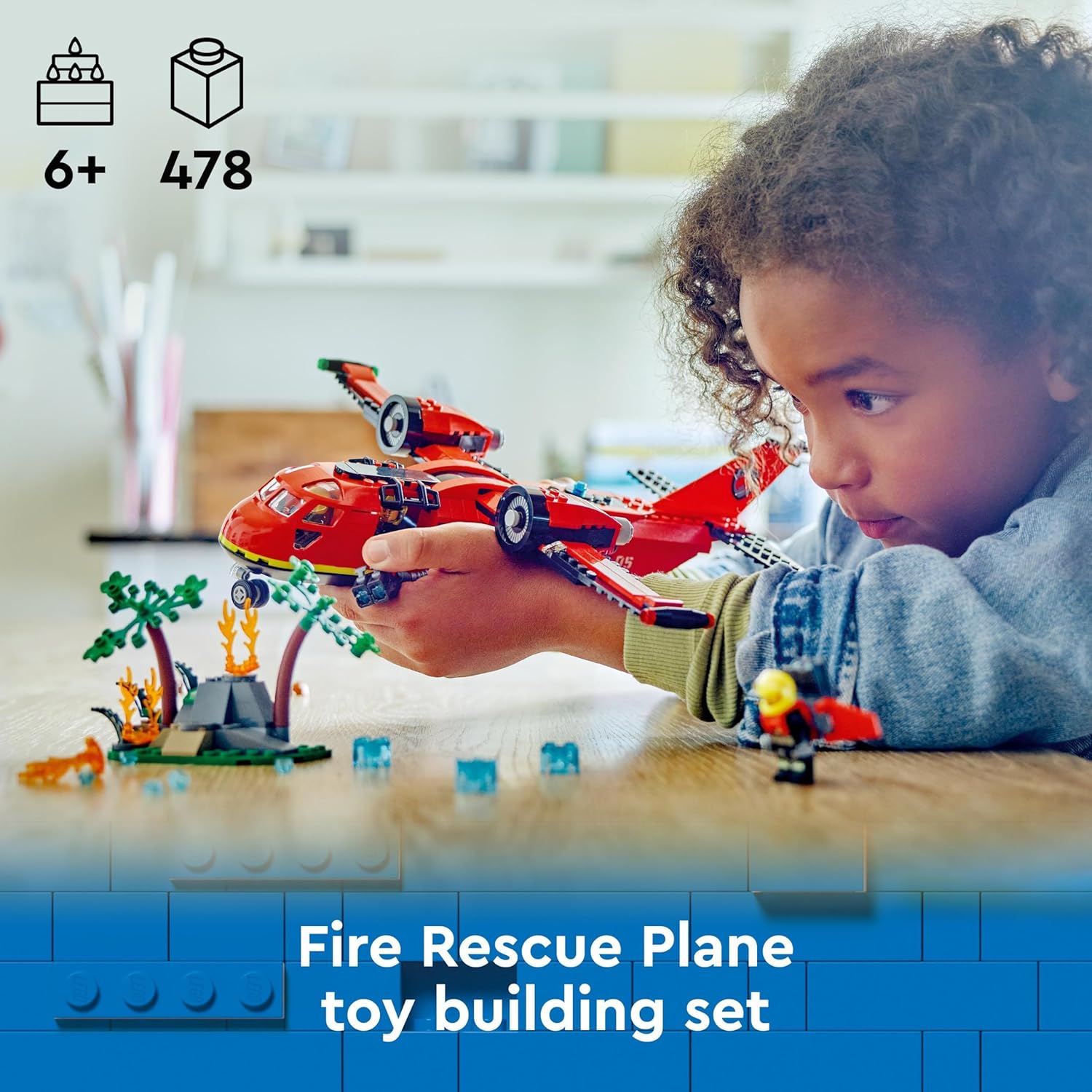 LEGO City Fire Rescue Plane Toy for 6 Plus Year Old Boys, Girls and Kids Who Love Imaginative Play, Airplane Emergency Vehicle Playset Includes 3 Minifigures, Birthday Gift Idea 60413-2