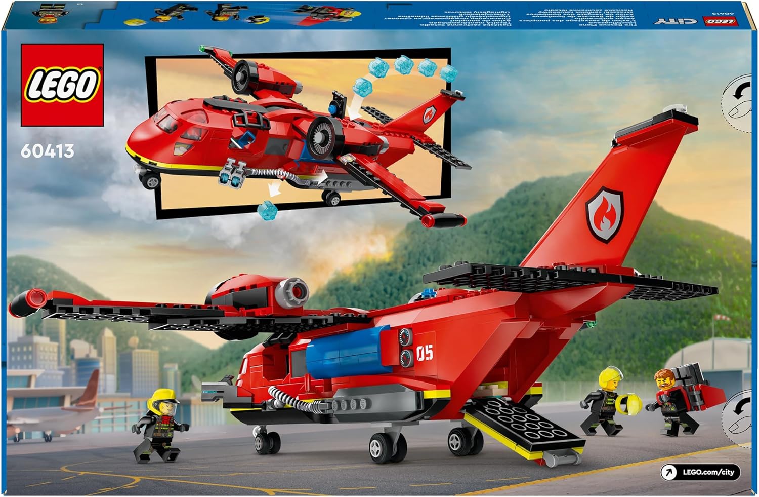 LEGO City Fire Rescue Plane Toy for 6 Plus Year Old Boys, Girls and Kids Who Love Imaginative Play, Airplane Emergency Vehicle Playset Includes 3 Minifigures, Birthday Gift Idea 60413-7