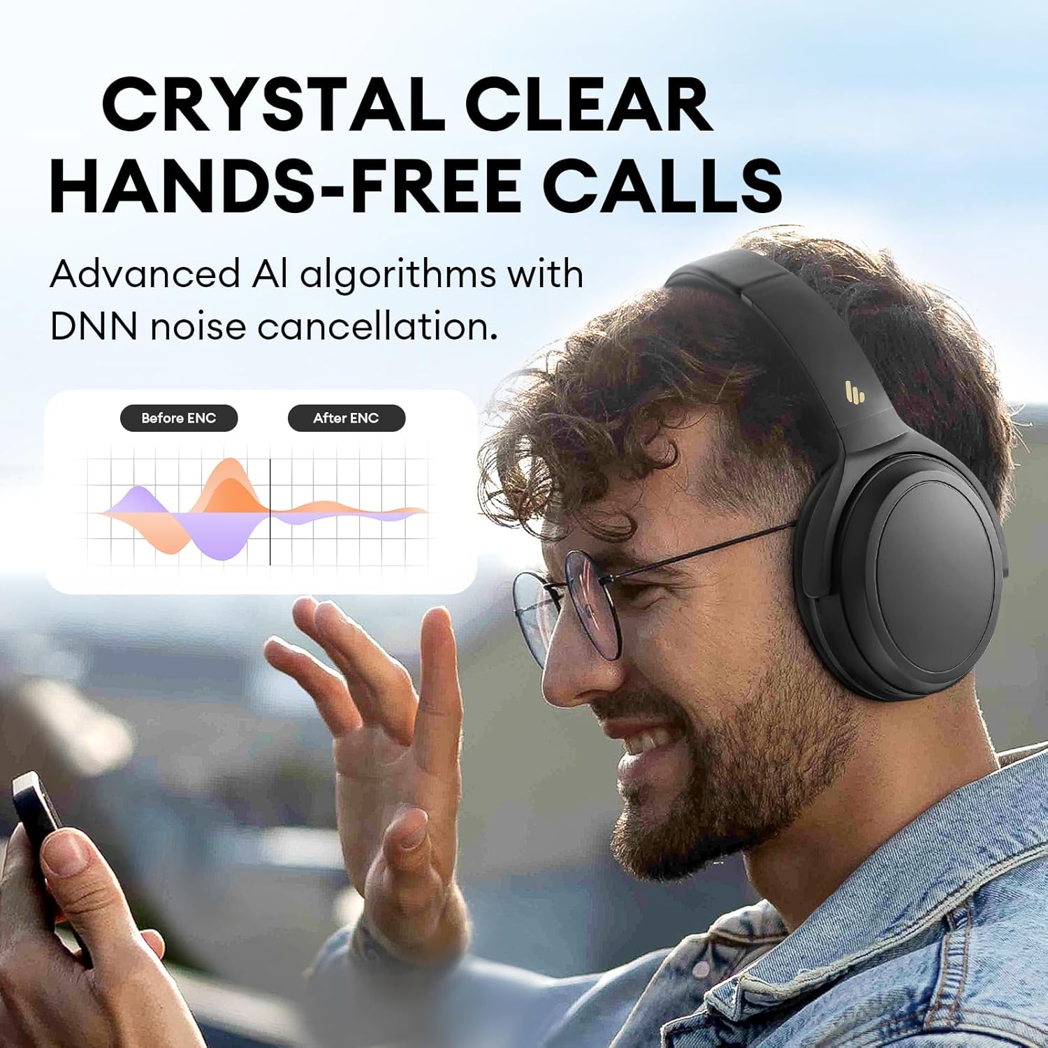 Edifier WH700NB Active Noise Cancelling Headphones - 68H Playtime - AI Call Noise Cancellation - Dual Device Connection - Lightweight & Foldable Design - Fast Charge - Bluetooth 5.3 - Black-3