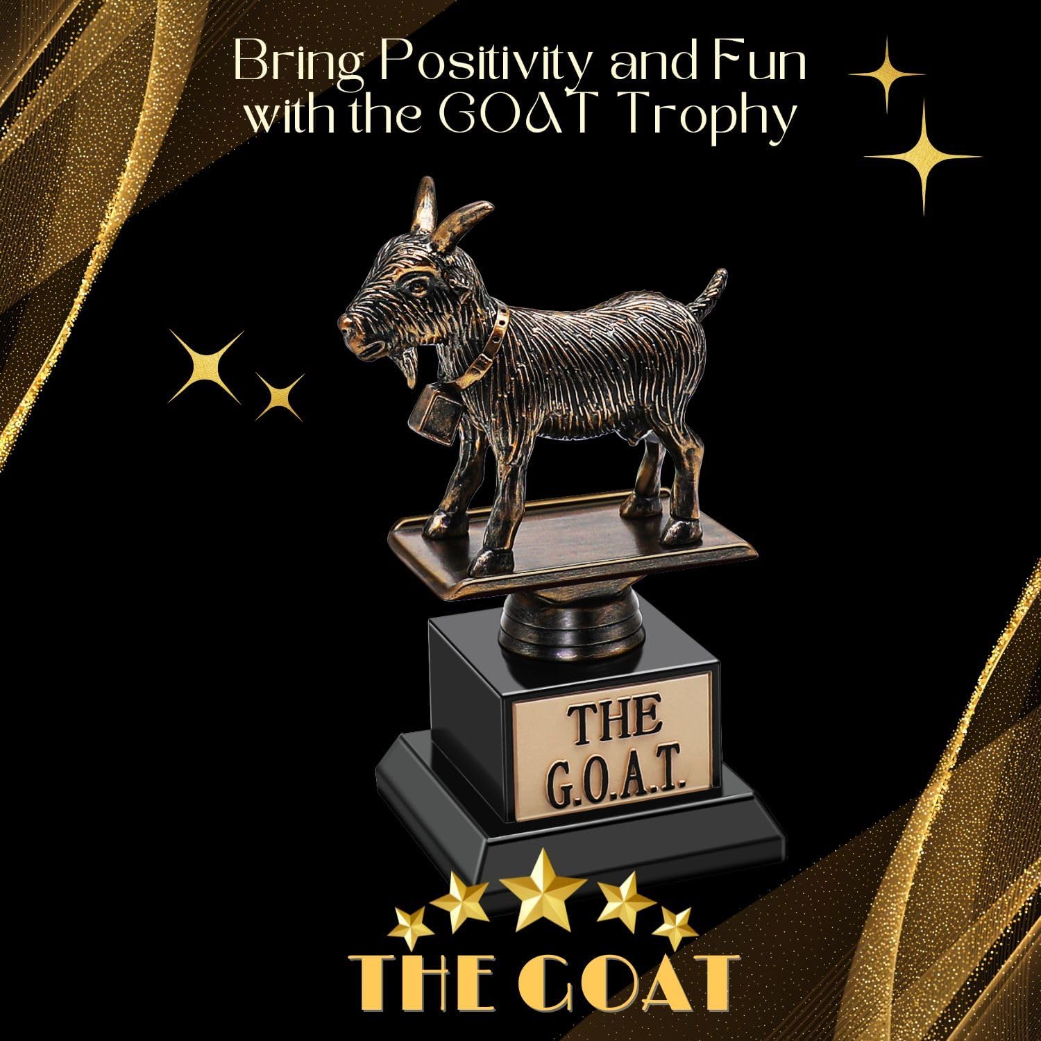 Flexzion The Goat Trophy Award - Greatest of All Time Funny Trophy for Adults, Engraved Plate with Statue, Unique Recognition Gift Plaque for Fantasy Sports, Employee, Teacher, Boss, Friend, & More-1