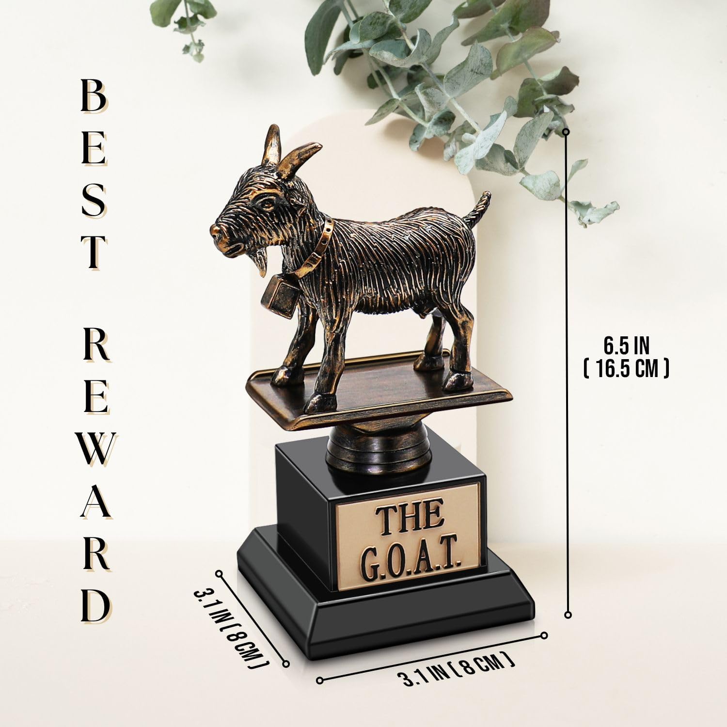 Flexzion The Goat Trophy Award - Greatest of All Time Funny Trophy for Adults, Engraved Plate with Statue, Unique Recognition Gift Plaque for Fantasy Sports, Employee, Teacher, Boss, Friend, & More-3