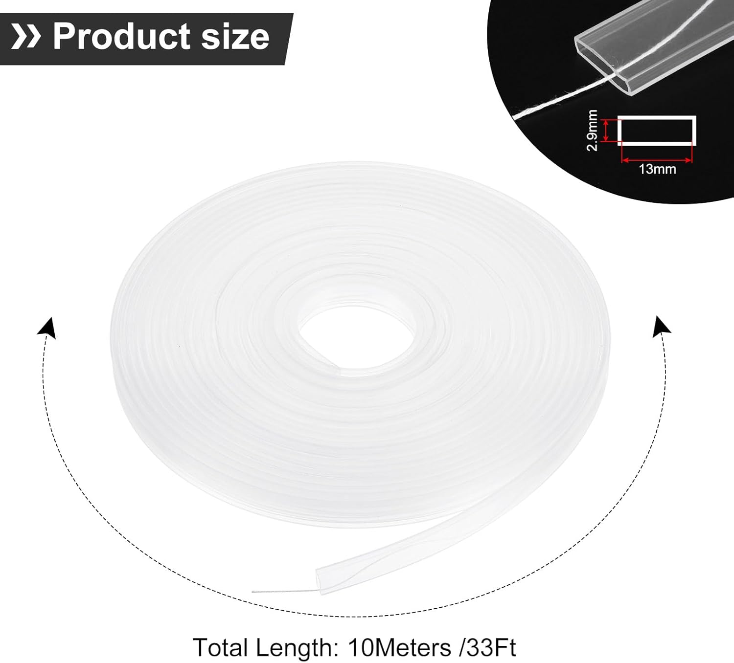 PATIKIL Silicone Tube Sleeve, 33ft/10Meter 12mm Flexible LED Channel IP67 Waterproof Protection Cover LED Silicone Channel System for 3528/5050/5630/3014 Led Strip Lights-1