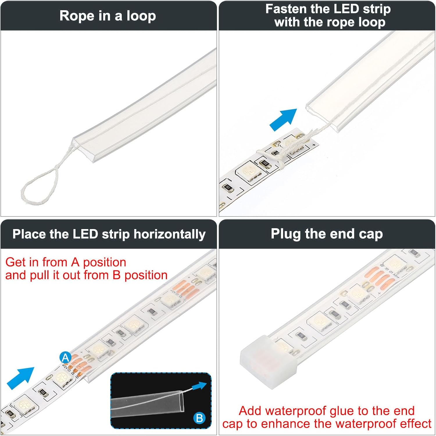 PATIKIL Silicone Tube Sleeve, 33ft/10Meter 12mm Flexible LED Channel IP67 Waterproof Protection Cover LED Silicone Channel System for 3528/5050/5630/3014 Led Strip Lights-4