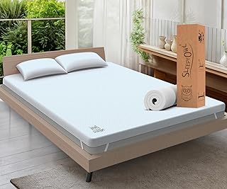 SLEEPY OWL 3 Inch Memory Foam Mattress Topper DOUBLE Bed, 7cm Thick Gel Infused Orthopedic Mattress Pad for Back Pain, Removable Washable Zipped Cover with Elastic Straps (Double 135x190, 7 cm)